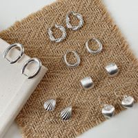 Inspiré coréen 925 argent irrégulier ovale coquille givré coeur boucles d'oreilles blogueur préféré Ins coffret cadeau d'anniversaire à la mode