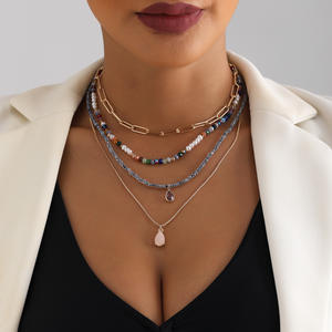 Accessoires Collier de perles de rocaille bohème à blocs de couleurs multicouches tissé à la main de style ethnique - Product Image 2