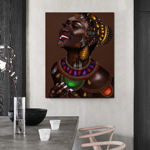 Poster e Quadro con Bella Donna Africana, Dipinto su Tela, Decorazioni da Parete per Soggiorno - Product Image 3