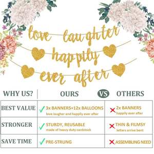 Sunbeauty Individuation Glitter Love Laughter and Happily Ever After Banner Or Décorations <span class=keywords><strong>de</strong></span> douche <span class=keywords><strong>de</strong></span> mariage - Product Image 4