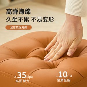 Square Tufted Ottoman <b>Stool</b> For Living Room Home Decor In Cream And Brown Colors - Product Image 4