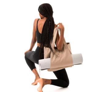 CZFIT Custom Logo <b>Large</b> Yoga Accessories Gym Cotton Beach Shoulder Canvas Yoga Tote Bag with Yoga <b>Mat</b> Carrier - Product Image 6