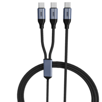 Double USB C Charge rapide PD100W 2-en-1 Type C Charge 5A Charge rapide 1.5M Alliage d'aluminium Tresse Nylon Câble de données