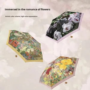 Nuevo Paraguas de Bolsillo Mini Plano con Cadena de Perlas, Protección Solar UV de Vinilo al 40%, Apertura Automática de 6 Varillas, Regalo Publicitario, Doble Uso para Mujer - Product Image 2