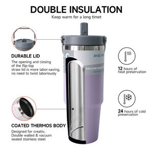 Regalo promozionale stagionale termo tazza prezzo di fabbrica in acciaio inox 304 isolato cannuccia a prova di perdite per auto con manico portatile - Product Image 3