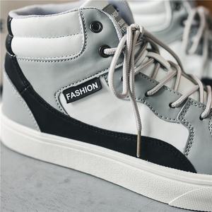 Популярные дешевые модные мужские кроссовки с индивидуальным логотипом из искусственной кожи с высоким верхом, белые мужские нефирменные ботинки - Product Image 3