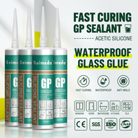 Scellant silicone acétique à séchage rapide GP, adhésif transparent imperméable pour verre, fenêtres, portes, salles de bain, cuisines, joints de carrelage, 300 ml, OEM