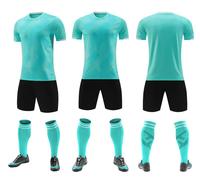 Ensemble de maillots de football personnalisés 100% polyester à manches courtes, col en V, séchage rapide, pour entraînement d'équipe adulte