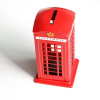 Tirelire enfant en alliage de zinc émaillé, motif cabine téléphonique de Londres, souvenir touristique du Royaume-Uni, vente en gros personnalisée