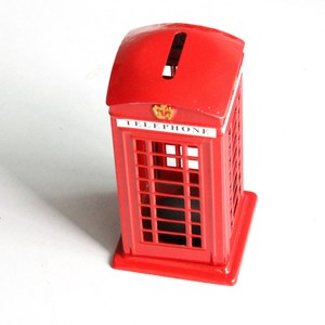 Venta al por mayor de aleación de zinc personalizada esmalte metal Londres Reino Unido recuerdo turístico cabina telefónica tacón alto hucha para niños - Product Image 4