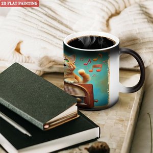 Taza Mágica de Cerámica Negra Esmerilada Minimalista Moderna de 11 oz, Sensible al Calor - Product Image 3