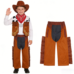 Conjunto de Disfraz de Vaquero <span class=keywords><strong>del</strong></span> <span class=keywords><strong>Oeste</strong></span> Premium de 5 Piezas, Atuendo de Lujo con Chaleco, Pantalones, Sombrero, Pañuelo y Distintivo para Niños, Halloween, Fiesta de Cumpleaños - Product Image 2