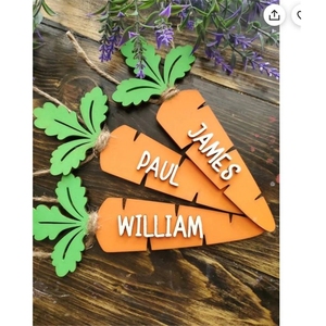 Étiquette de panier de Pâques personnalisée découpée au <span class=keywords><strong>laser</strong></span>, ornement de Pâques, étiquette de carotte 3D, décoration de Pâques, étiquette cadeau - Product Image 2