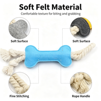 Jouet à mâcher pour chien, corde de traction, jouet à mâcher en feutre en forme d'os, jouet de dentition pour chiot, jouet durable pour animaux de compagnie pour jouer à l'intérieur et à l'extérieur, couleurs macaron, vente en gros