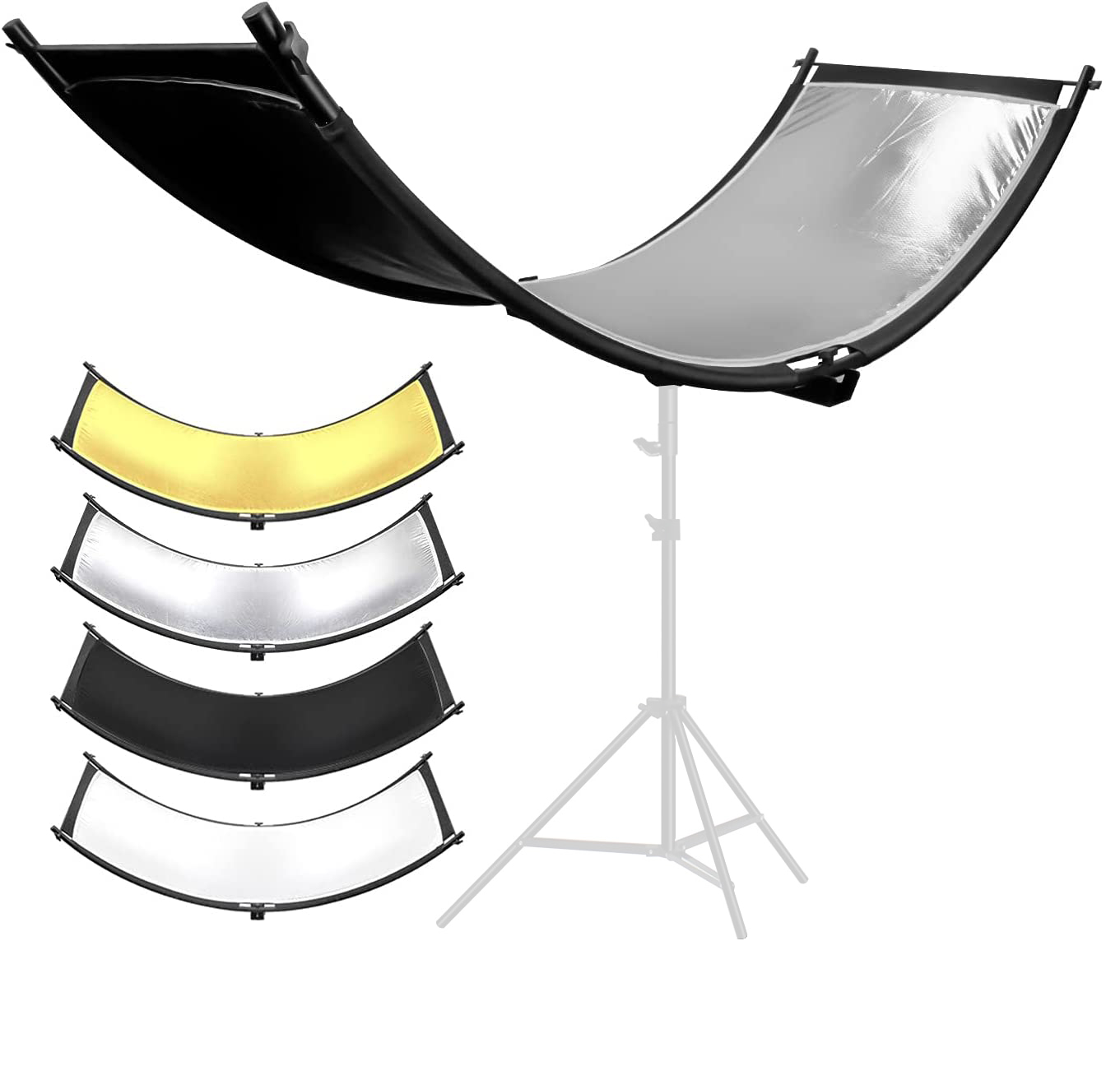 Fabriek 180*60Cm U Gebogen Vorm Clamshell Verlichting Reflector In 4 Kleur, Wit, Zwart, zilver, Goud Voor Foto Studio Fotografie