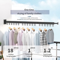 Séchoir à linge mural en métal blanc, rétractable et pliable, peu encombrant (à trois volets)