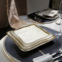 Vaisselle en mélamine incassable, 1 pièce, garniture dorée, pour restaurant, hôtel