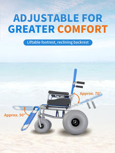 Silla de ruedas de playa todo terreno, carro acuático, neumáticos de globo duraderos, ayuda a la movilidad fácil de usar, marco de acero de uso costero suave - Product Image 4