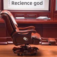 Fauteuil de bureau de luxe Yazhi en cuir tanné, code HS, commande minimum 1 unité, fauteuil de bureau en cuir et bois avec pédale de massage inclinable