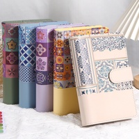 Nouvelle couverture de carnet A6 style bohème à feuilles mobiles, 6 anneaux, impression couleur, pochette zippée de haute qualité pour argent liquide, couverture de classeur budgétaire