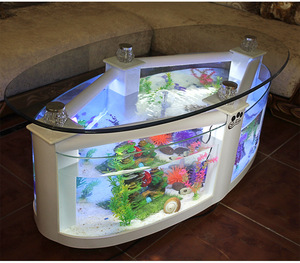 Gros <span class=keywords><strong>Aquarium</strong></span> Verre Écologique Ultra Blanc Moderne <span class=keywords><strong>Table</strong></span> <span class=keywords><strong>Basse</strong></span> Bord Roulé Salon Poisson Tortue - Product Image 2