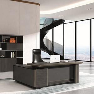 Mesa de presidente ejecutivo de oficina de liderazgo profesional, muebles de oficina en forma de L de estilo Simple, escritorio de cabina de ordenador de madera única - Product Image 2