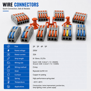 Conector de cable de palanca 222, bloque de terminales de empalme rápido de 2, 3, 5 pines, 32A 250V, conector compacto de caja de conexiones de inserción. - Product Image 5