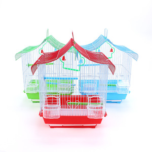 Cage à oiseaux en fer à motif solide en gros avec poignée, cages d'élevage d'oiseaux à usage vivant, emballées dans une boîte, plateau en plastique - Product Image 2