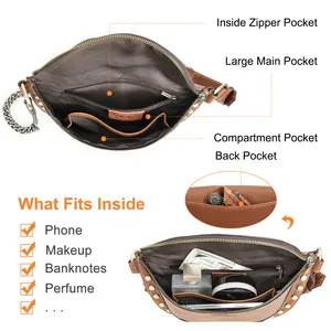 Contacto's personalizado nuevo diseño de cuero de vaca de grano completo cinturón Bum Bag riñonera señora Crossbody pecho bolsas riñonera para mujer