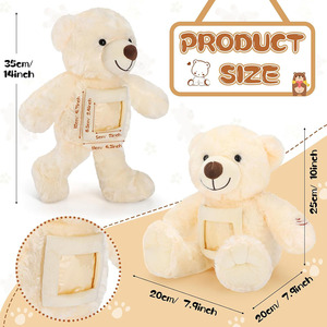 Ours en peluche beige avec enregistrement vocal, porte-photo, messages enregistrables, ours en peluche commémoratif, jouet en peluche personnalisé - Product Image 3