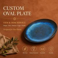 Assiette ovale allongée en mélamine de 13 pouces, incassable, bleue, pour enfants, fêtes, pique-niques, écoles – OEM, ODM, achat en gros, idéale pour les grillades et le barbecue