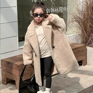 Mantel Wol Anak Tebal Model Panjang Versi Korea Setelan Musim Dingin Anti Angin Kerah V Kancing Tunggal Pewarnaan Garment Lace untuk Anak Perempuan - Product Image 2