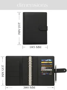 A5 Litchi Leather A5 6-Ring Agenda Binder Planner Cover With Custom Paper Inserts Available For Daily / Weekly Planning System
