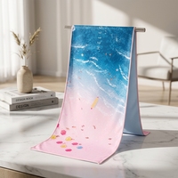 Serviette de plage personnalisée en microfibre imprimée, écologique, séchage rapide, motif dégradé océan, super absorbante, vente en gros