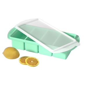 BPA Free <b>Silicone</b> Baby Food Freezer Tray with Lid Easy Release Stackable Ice Cube Mold for Baby Puree Storage - Product Image 1