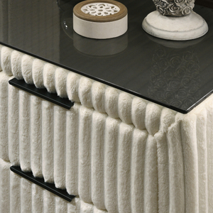 Mavela Modern Adjustable Wide Wale Corduroy Upholstery Panel Queen <b>Bed</b> 2 Nightstands Cream for Apartment Hotel Use Furniture Set - Product Image 5