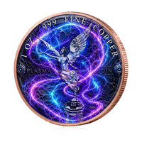 Pièce de monnaie commémorative ronde en cuivre fin .999 de 1 once du Mexique Libertad, avec impression UV d'ange ailé, objet de collection