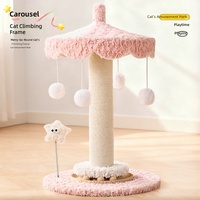 Arbre à chat en tissu avec carrousel, tour d'escalade et griffoir, avec balles suspendues, pour chats d'intérieur, fournitures pour animaux de compagnie, vente en gros