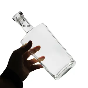 Superior Quality Square shaped 200ml 500ml Tequila Bottle with Clear Glass and Secure Lid
