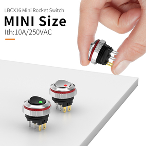 Lanboo cx16 16mm LED Rocker chuyển 7A hiện tại 2NO/2no2nc công nghiệp ON-OFF 5-24V/220V Chrome mạ/oxy hóa nút màu đen 250VAC - Product Image 4