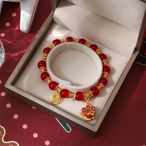 Chinese Style Koi Fish <b>Bracelet</b> Red Agate <b>Beads</b> Gold Fortune <b>Charm</b> Women's Jewelry Gift - Product Image 4