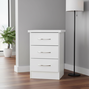 Table <span class=keywords><strong>de</strong></span> chevet à 3 tiroirs, commode en <span class=keywords><strong>bois</strong></span> moderne, unité <span class=keywords><strong>de</strong></span> <span class=keywords><strong>rangement</strong></span> <span class=keywords><strong>de</strong></span> chevet avec glissières lisses, panneau E1, démontable, emballage plat - Product Image 1