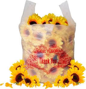 Bolsas de Compras Biodegradables de PE Tipo Camiseta, Reutilizables y Desechables, Tamaño Estándar de Supermercado, Blancas, para Restaurante, para Llevar - Product Image 5