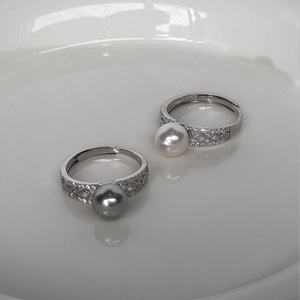 Anillo de Plata de Ley S925 para Mujer, Anillo Hueco con Incrustaciones de Perlas Austriacas Shijia y Diamantes, Diseño Geométrico - Product Image 2