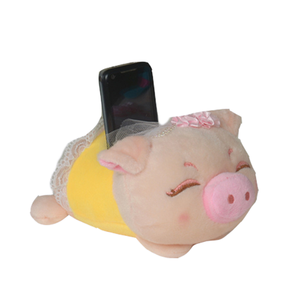 3D Cartoon Plush Pig Cellphone Sofa Toy Embroidery Customized Color Small Piggy Phone Desktop Stand Lie Prone Pig Phone Holder