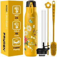 Bouteille d'Eau Isotherme en Acier Inoxydable 500ml 750ml, Double Paroi, Flasque Sous Vide avec Housse, Bouteille à Boire en Acier Durable