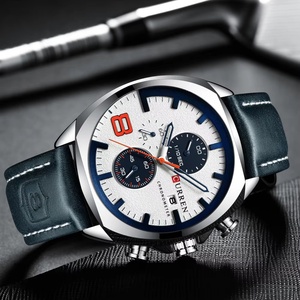 Montre sport pour homme CURREN 8324, marque haut de gamme, bracelet en cuir, chronographe, quartz, calendrier, montre homme, Relogio Masculino - Product Image 4