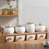 Ensemble de pots à épices en céramique le plus populaire, ensemble de rangement de cuisine, style tiroir à deux niveaux, ensemble de huit pièces, pot à sel, bouteille à assaisonnement