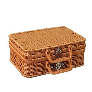 Shinehats 2025 OEM Vintage personalizado decorativo fruta pan Picnic rectángulo hecho a mano tejido plástico ratán cesta de almacenamiento - Product Image 1