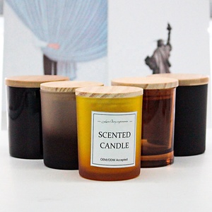 LANGXU Pot à bougie en verre ambré avec couvercle doré, supports de luxe pour bougies parfumées, vente en gros, décoration d'intérieur, collection de parfums, fournitures - Product Image 2